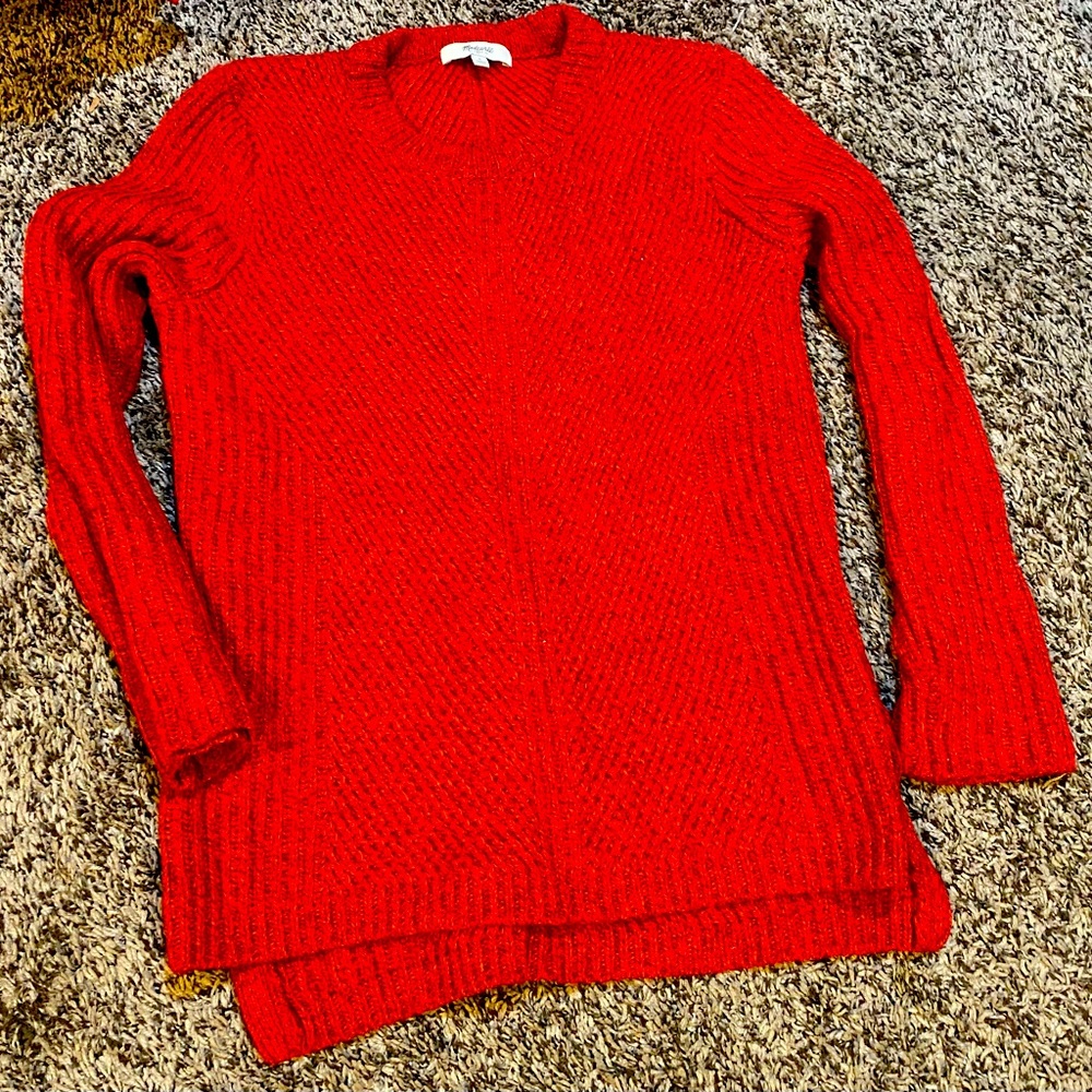 Madewell Red Cable-Knit Sweater